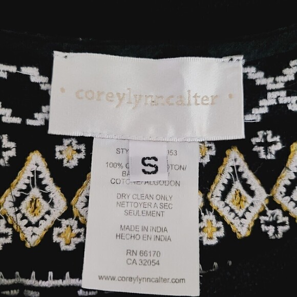 Corey Lynn Calter Mahiri Dress S‎ Black Multicolor Beaded Embroidered Azt… - Picture 8 of 8